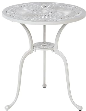Beliani Französischer Balkontisch Aluminium Creme weiß rund ø61 cm mit Schirmloch Dascio