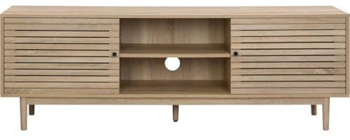 HOMIFAB Meuble TV 2 Portes Couleur chêne 160 cm - Tivoli