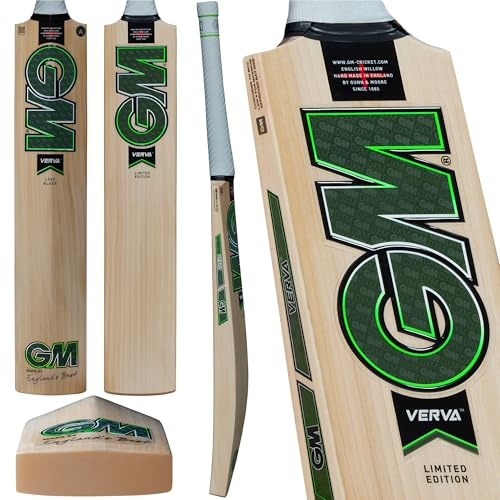 GM | Cricket Bat | Verva | Seasoned English Willow | DXM, ToeTek and NOW! | Sizes 4 to Full Size | Gunn & Moore