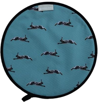 Tracey Cooper Hare Hob Cover, Hare on Blue, 100% Cotton, Terry Towelling, Machine Washable, Made in UK