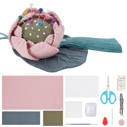 FREEBLOSS Lotus Sashiko Nadelkissen Set DIY Sashiko Set Sashiko Nadelkissen Und Säckchen Nähset Mit Stickerei Und Nähstoff Sashiko Muster Nähset Für Anfänger
