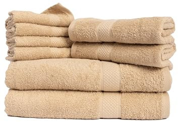 Maple Threads Super Absorbent 100% Cotton Towels, 450 GSM, Set of 8 (Beige)