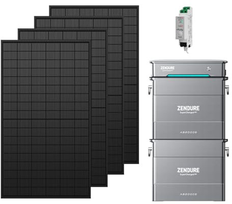 Zendure Solarflow Hyper 2000 avec AB2000S*2 3840Wh, Centrale Électrique de Balcon avec Entrée Solaire 1800W, HUB Intégré(Unité de Contrôle Intelligente) et Micro Onduleur, Biface Panneau Solaire 2600W