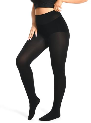 MELLIEX Grande Medias para Mujer, Medias Reductoras Curvy 70 Den Opacas Leotardos Mujer Talla Grande Negras, XL-4XL