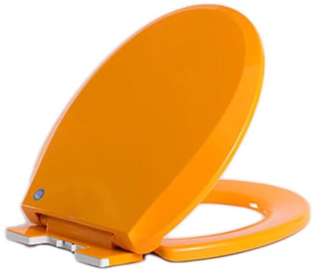 Runder Toilettensitz mit langsamer Schließfunktion, Farbiger Standard-Toilettensitz mit leiser Schließfunktion, langlebig reinigen, Orange