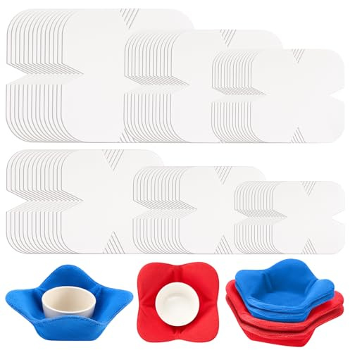 Teenyyou 36 Pcs Bowl Cozy Batting Pre Cut 6 Size Bowl Cozy Template Pattern Wrap Cut on Fold Template for Sewing DIY 7/8/9/10/11/12 Inch, Microwave Safe