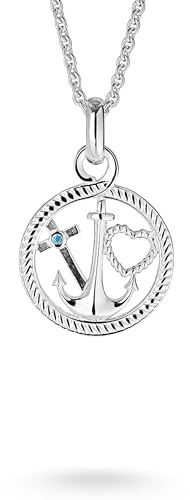 Heartbreaker Glaube, Liebe & Hoffnung Anhänger I Kettenanhänger aus 925 Sterling Silber mit blauem Topas I Nickelfreier Silber-Anhänger für Damen I In Goldschmiedequalität gefertigt I LD GLH 34
