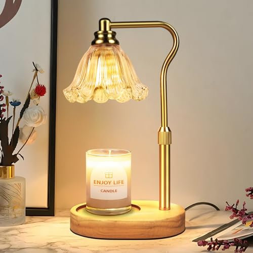 LEDLightsWorld Candle Warmer Lamp with Timer Dimmer, Height Adjustable Electric Candle Heater with 2 Bulbs, Ideal for Scented Wax Candles, Home Decor, Christmas, Valentine’s, Housewarming, Mom Gifts