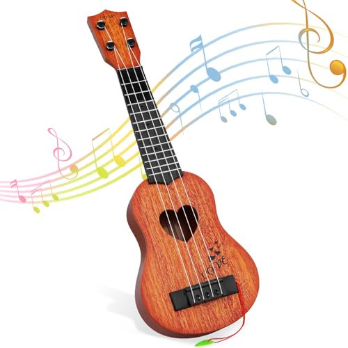 Befunsol Gitarre Ukulele Kinder Spielzeug ab 3 Jahre, Kindergitarre Musikinstrumente Kinder ab 3 4 5 Jahre Mädchen und Junge, Geschenk Mädchen Junge 3 4 5 6 7 Jahre