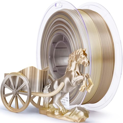 ZIRO Seide Multicolor 3D Drucker Filament, Regenbogen PLA Filament 1.75mm | 1KG Schnelle Farbveränderung Silk PLA, Passend für Die Meisten 3D Drucker, Maßgenauigkeit +/-0.03mm, Champagnerglanz
