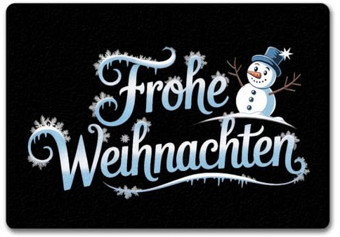 speecheese Frohe Weihnachten mit Schneemann Fußmatte in 35x50 cm ohne Rand lustige Türmatte für Weihnachtsdekoration