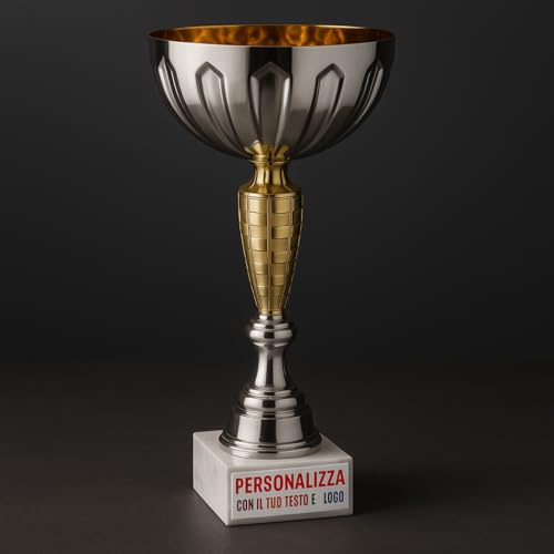 Coppe Trofei Personalizzati Premiazioni con Targhetta Inclusa per 1º‑2º‑3º 4° 5° posto 39 36 33 29 28 cm – Ideali per Sport, Eventi, Fantacalcio, Calcio, Tennis, Padel, Bigliardo e Giochi (32 cm)