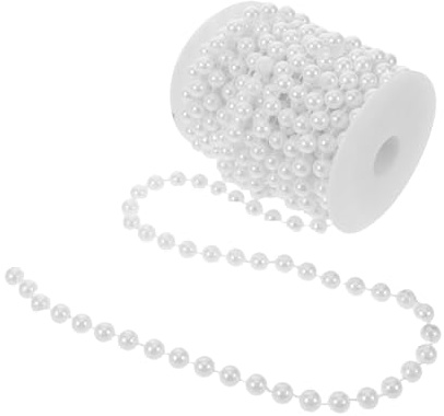 TOPBATHY Rotolo da 10 M di Catena di Perline Finte Bianche 10 MM in Filo di Ferro per Decorazioni Matrimonio Ghirlande Fai da Te e Ornamenti Natalizi