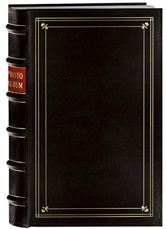 Pioneer Foto 204-pocket Anillo encuadernados álbum de Fotos para 4 por 15,24 cm Impresiones, Color Negro con Detalles en Oro Cubierta de Piel Regenerada