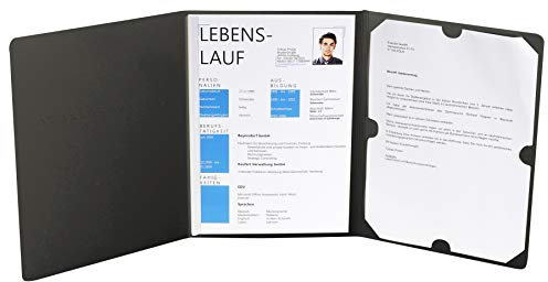 Exacompta 48651B Bewerbungsmappe (3-teilig mit 1 Klemmschiene, Kapazität 30 Blatt, Manila-Leinen-Karton, 400 g, nature Future, DIN A4) 1 Stück schwarz