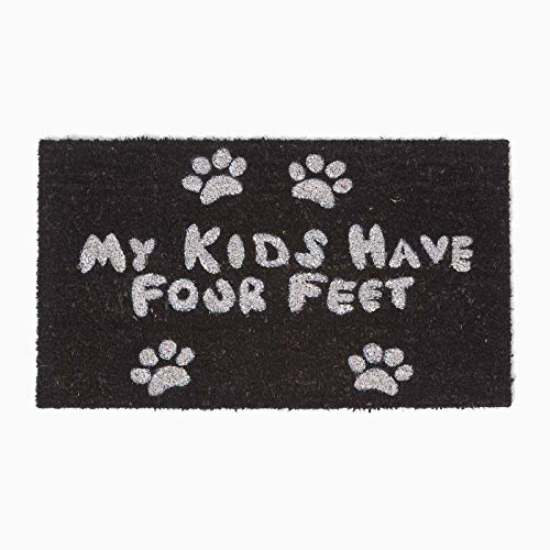 HOMESCAPES - Door Mat - Four Feet Paws - 40 x 70 cm - 100% Natural Coir - Indoor and Outdoor Doormat - Dog or Cat Design Mat