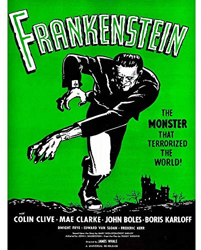 Wee Blue Coo Movie Film Frankenstein Monster Karloff Horror Shelley Gothic Whale Art Print Poster Wall Decor Kunstdruck Poster Wand-Dekor-12X16 Zoll