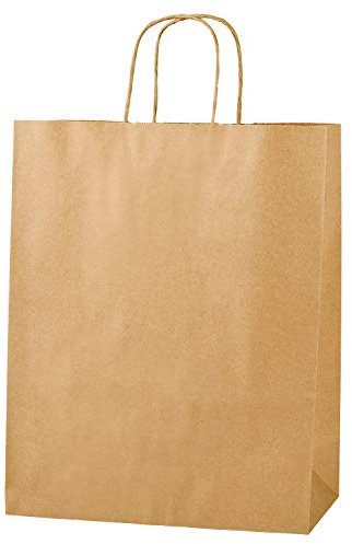 Thepaperbagstore 25 Brown Medium Paper Bags with Twisted Handles - 25x11x31cm - Kraft Paper for Gifts, DIY, Party, Shopping, Retail, Grocery, Wedding, Birthday and Takeaway