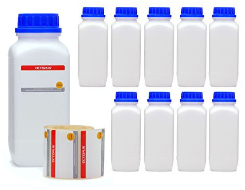 Octopus Lot de 10 Bouteilles à Col Large de 1500 ml Avec Bouchon à Vis - Récipient de Rangement Pour Laboratoire et Produits Chimiques