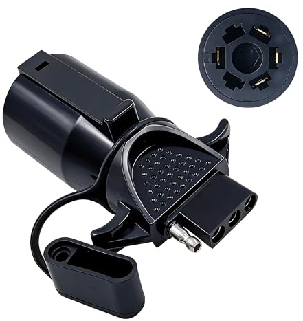 NEW SUN® 7-Pin to 4-Pin Adapter Waterproof Dust Caps 7 Way Round to 4 Flat
