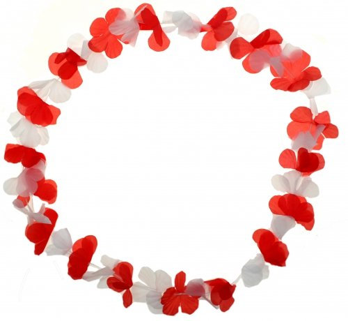 Schnooridoo 12 Rot/Weiße Blumenkette Hawaiikette Hawaii 96 cm Deko Party Fete Girlande