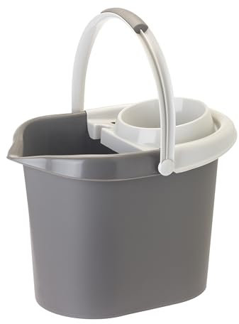 VIGAR Cubo Rectangular Gris con Escurridor de 12 L, PP, 37.5x27x28