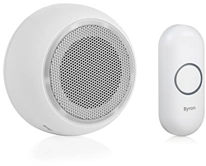 Byron Wireless Portable Doorbell Set, 175 m Range, 8 Melodies, Visual Alert System
