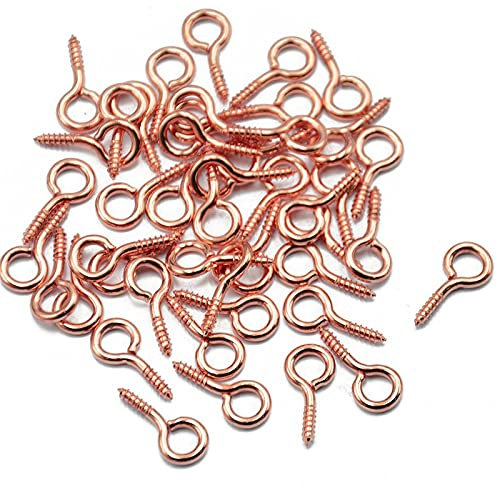 Suneast 200 Pcs Mini Screw Eye Pins Hooks Eyelets Screw Threaded Bails for Jewelry Making Findings, DIY Crafts, Resin, Beads - Rose Gold - 4 * 8mm