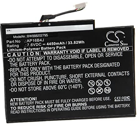 vhbw Akku kompatibel mit Acer Switch Alpha 12 SA5-271-594J, Alpha 12 SA5-271-70EQ Notebook (4450mAh, 7,6V, Li-Polymer)