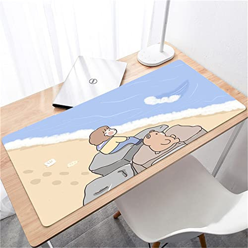 Giyuco Grand Tapis de Souris de jeu900x300x4mm avec Une Couture en Caoutchouc Naturel Souple, adapté aux sous-Verres de Table au Bureau Plage Enfant Ours