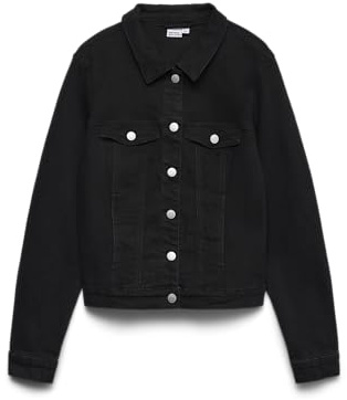 VERO MODA Women's Vmluna LS Slim DNM Jacket Mix Ga Noos, Black, S