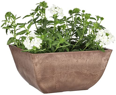 KOTARBAU® Maceta de Materiales reciclados 25x25 cm, Maceteros reciclados, Macetero Minimalista, Macetero Cuadrado, Macetero marrón Reciclado, Maceta ecológica, Tiesto para Plantas para Exteriores