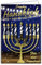 Afie 68-8006 Karte Happy Hanukkah Hanukka Jüdische Party der Lichter Judentum Kerzenständer mit 9 Zweigen Davidstern in Gold glänzend Girlanden Kreisel 4-seitig weiß Format 17,5 x 12 cm