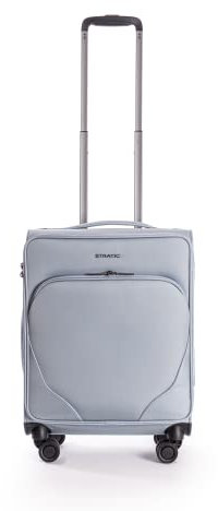 Stratic Mix Koffer Weichschale Reisekoffer Trolley Rollkoffer Handgepäck, TSA Kofferschloss, 4 Rollen, Erweiterbar, Größe S, Steel