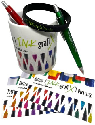INKgrafiX® Fanartikel Paket by INKgrafiX® Deutschland - Fanshop - IG64219 - Stift Tasse Kuli Kugelschreiber Armband Sticker DE