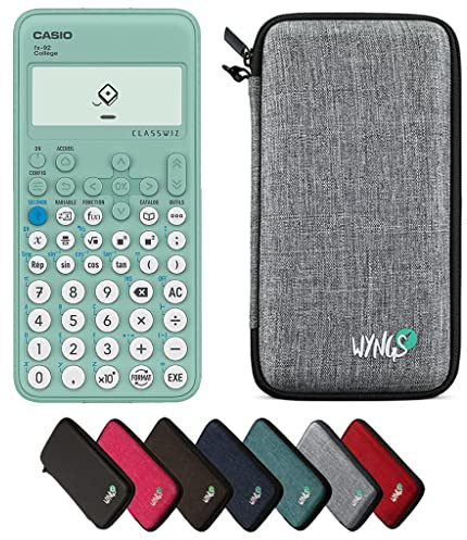 Casio fx-92 Collège inkl. WYNGS Schutztasche Hellgrau - Wissenschaftlicher Taschenrechner - Basic Set