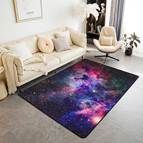 Galaxy-Teppich für Wohnzimmer, Schlafzimmer, Kinder, Jungen, Mädchen, Weltraum, Universum, Teppich, violett, für Küche, 150 x 200 cm
