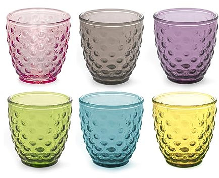 Tricot Burbujas - Juego de 6 vasos de cristal, surtidos, 29 cl
