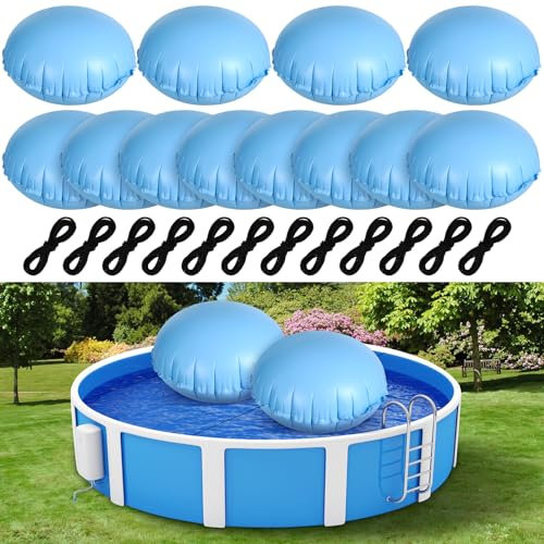 Hungdao Poolkissen für oberirdische Pools 1,2 x 1,2 m Pool Luftkissen mit Seilen PVC Ice Equalizer Luftkissen Aufblasbar Pool Winterkissen Rund Winter Pool Ball Schwimmbad Zubehör (12 Stück)
