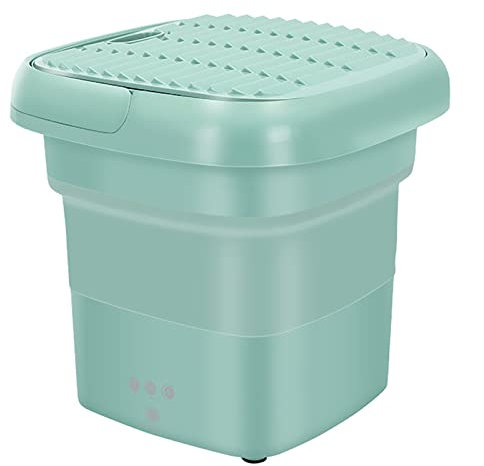 WENKA Mini lavadora portátil plegable para lavar los calcetines de la ropa interior, máquina de limpieza súper silenciosa, con escurridor para el hogar, hostal, viajes, verde doble