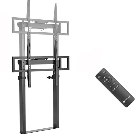 Techly 368659 Motorised TV Wall Mount with Adjustable Height for 55-100 Inch TV with Remote Control Black