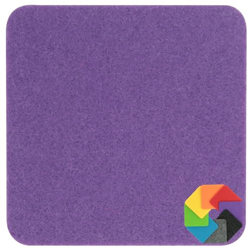 Design Filz Untersetzer eckig - 10x10cm in lila für Glas, Getränke, Bar, Tasse, Vase
