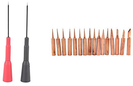yomoe 1 Pair ETA3201 10A 1000V Multimeter Probe & 16 Pcs Soldering Iron Tip Pure Copper 900M Soldering Tip