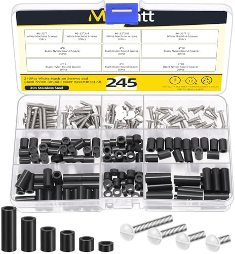 Mardatt Lot de 245 vis de sortie extra longues - Vis de sortie électrique longues - Vis pour machine - Vis de montage mural - Vis pour sorties électriques (fentées)