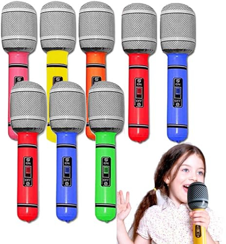 Aufblasbares Mikrofon, aufblasbares Mikrofon für Partys, Spielzeug-Mikrofon, aufblasbares Spielzeug, aufblasbare Mikrofone für Partys, Geburtstagspartys, Geschenke, Bühnenauftritte, 25,4 cm (zufällige