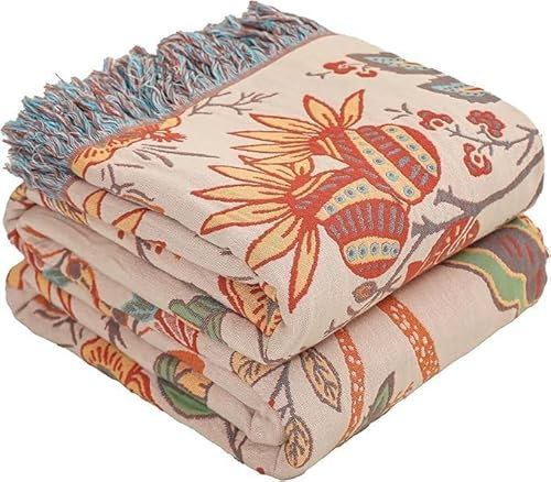 HOORDRY Tagesdecke Boho-Stil, 100% Baumwolle 200 x 230 cm, Kuscheldecke, Wendedecke für Bett, Sofa & Wohnzimmer, Geschenkidee für Familie & Freunde