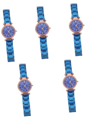 LIFKOME 5piezas Reloj De Pulsera Casual para Mujeres Diseño Elegante y Reloj De Moda De Inoxidable para Ocasiones