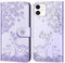 Nbziyoo Phone Case for iPhone 11, Embossed Deer Floral Animal Flip Wallet Case with Card Slots, Premium Magnetic Protective PU Leather Cover Case for iPhone 11.Purple