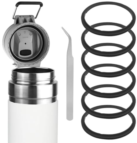 Linkidea Lot de 6 joints de rechange pour bouteille d'eau Stanley Quick Filp GO de 700,4 g/1,020,6 g, joint torique en silicone anti-fuite avec pince à épiler pour couvercle de bouteille, noir