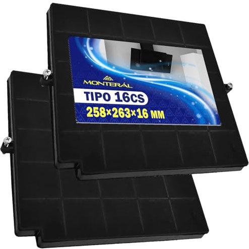 2 Pièces Filtre Charbon Hotte Aspirante Type 16CS 258x263x16 mm avec le Code Original AFFCAF16CS pour Airforce CFC0141742 pour Elica 480122100934 pour Whirlpool - MONTERAL